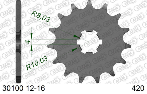 AFAM Front Sprocket, 420 (OE Pitch), Steel - 13T (orig size) (30100-13)