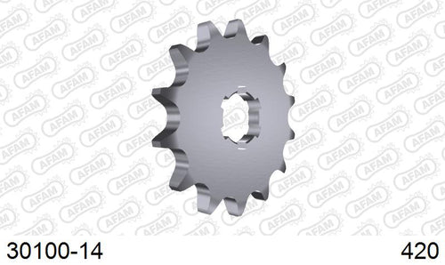AFAM Front Sprocket, 420 (OE Pitch), Steel - 14T (orig size) (30100-14)