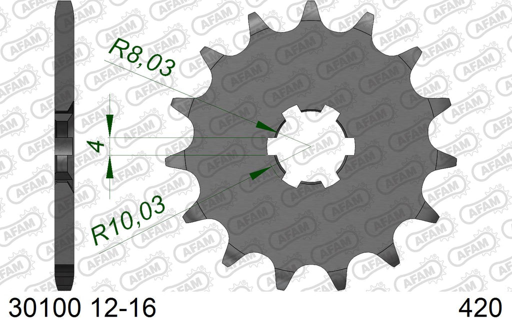 AFAM Front Sprocket, 420 (OE Pitch), Steel - 14T (orig size) (30100-14)