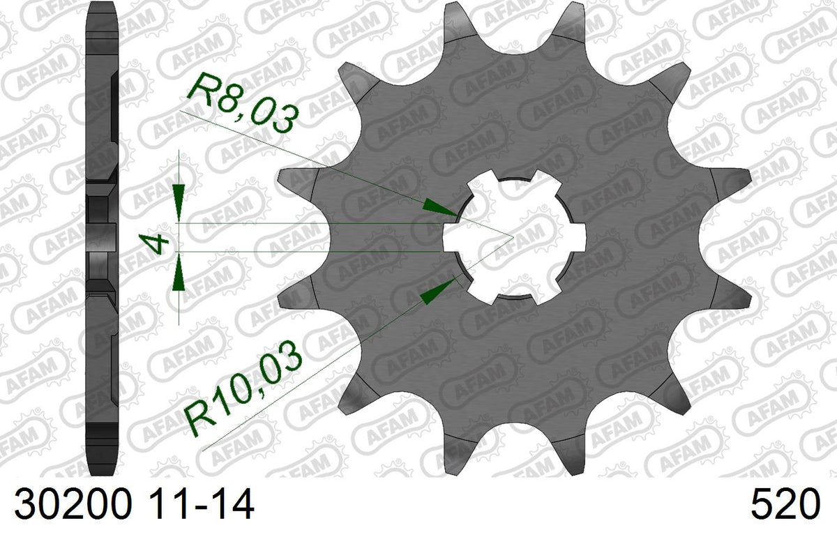 AFAM Front Sprocket, 520 (OE Pitch), Steel - 13T (orig size) (30200-13)