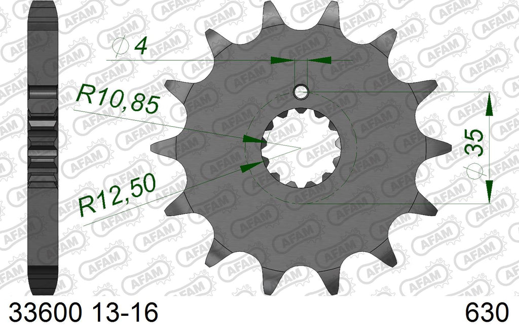 AFAM Front Sprocket, 630 (OE Pitch), Steel - 13T (orig size)