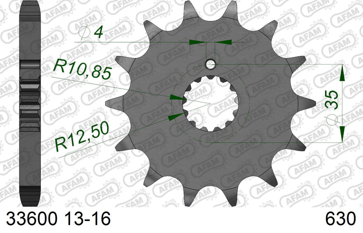 AFAM Front Sprocket, 630 (OE Pitch), Steel - 13T (orig size)