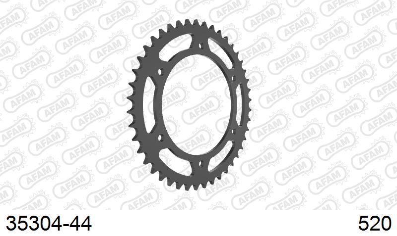 AFAM Rear Sprocket, 520 (OE Pitch), Steel - 44T, 110 links reqd (35304-44)