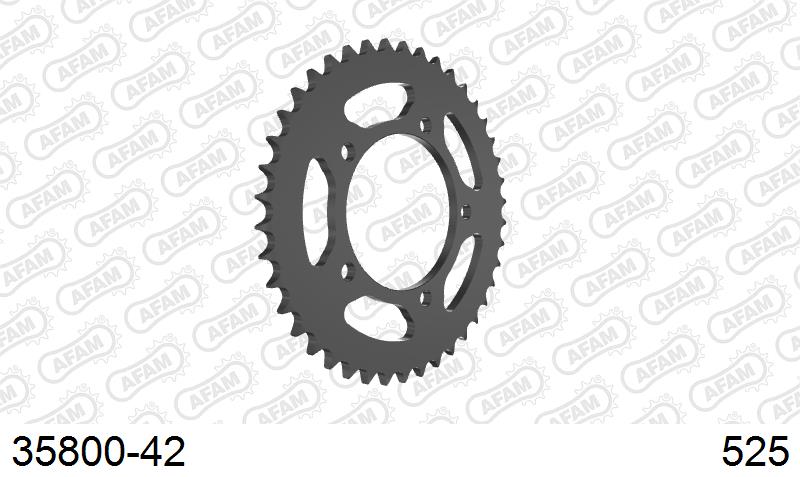 AFAM Rear Sprocket, 525 (OE Pitch), Steel - 42T (orig size) (35800-42)