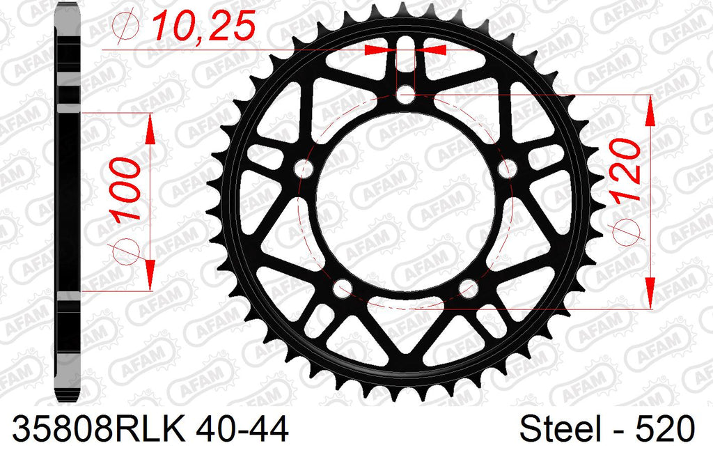AFAM Rear Sprocket, 520 conversion, Steel - 42T, 112 links reqd