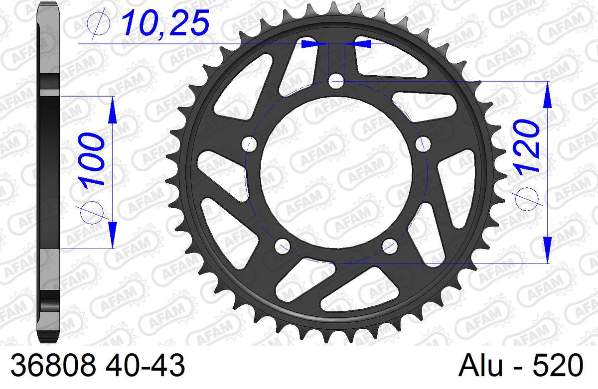 AFAM Rear Sprocket, 520 conversion, Alu - 41T (orig size) (36808-41)