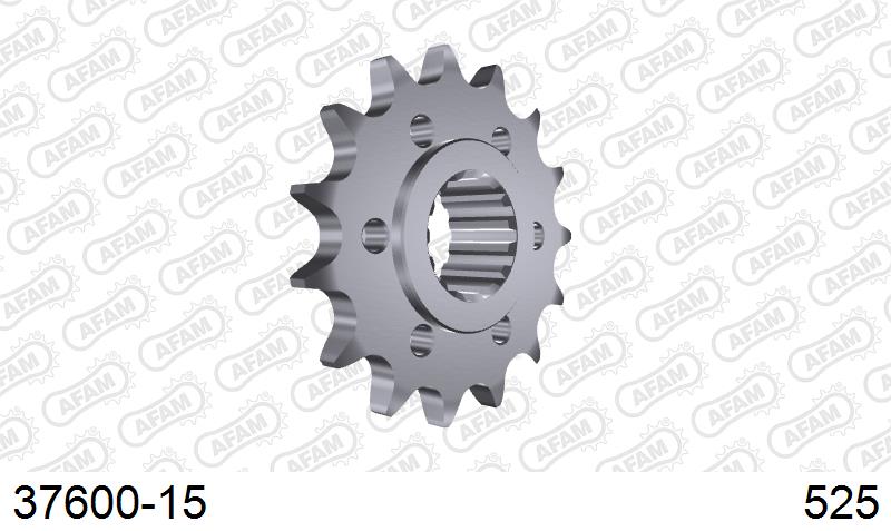 AFAM Front Sprocket, 525 (OE Pitch), Steel - 15T, 112 links reqd, fits ETV