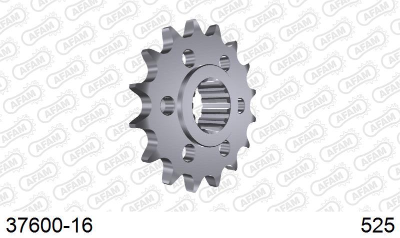 AFAM Front Sprocket, 525 (OE Pitch), Steel - 16T (orig size) (37600-16)