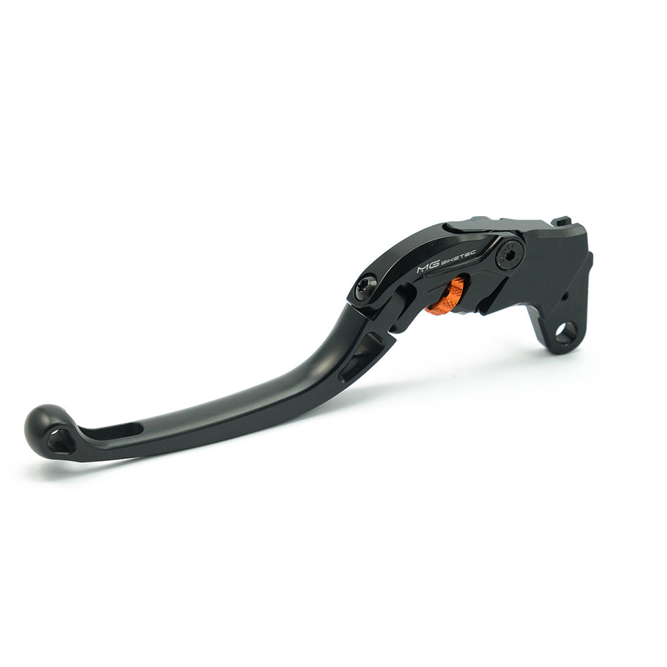 MG Biketec ClubSport Clutch Lever, long - black with Orange adjuster – Yamaha MT-125 2020–2026 / Yamaha YZF-R125 2011–2020