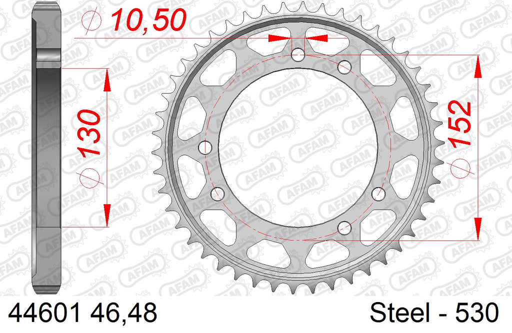 AFAM Rear Sprocket, 530 (OE Pitch), Steel - 46T (orig size) – Cagiva Elefant 900 1990–1997