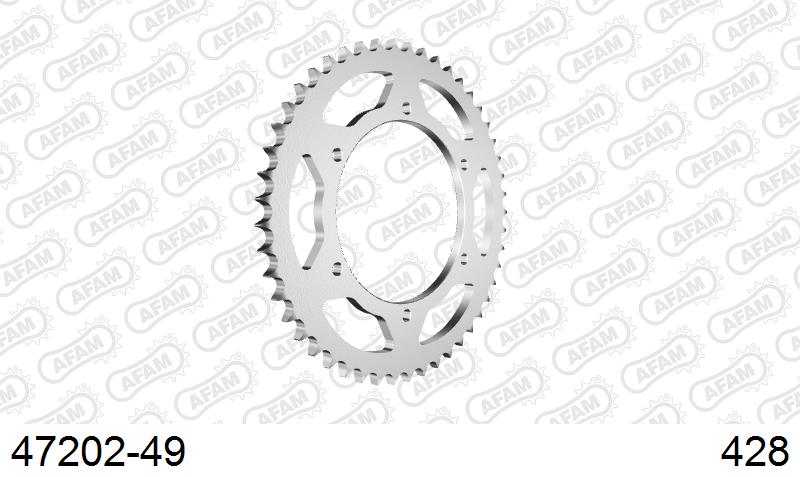 AFAM Rear Sprocket, 428 (OE Pitch), Steel - 49T (orig size) – Derbi GPR 125 4V 2009–2016 / Derbi Senda 125 SM DRD 2014–2015
