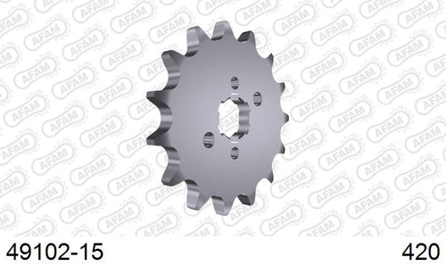 AFAM Front Sprocket, 420 (OE Pitch), Steel - 15T, 132 links reqd (49102-15)
