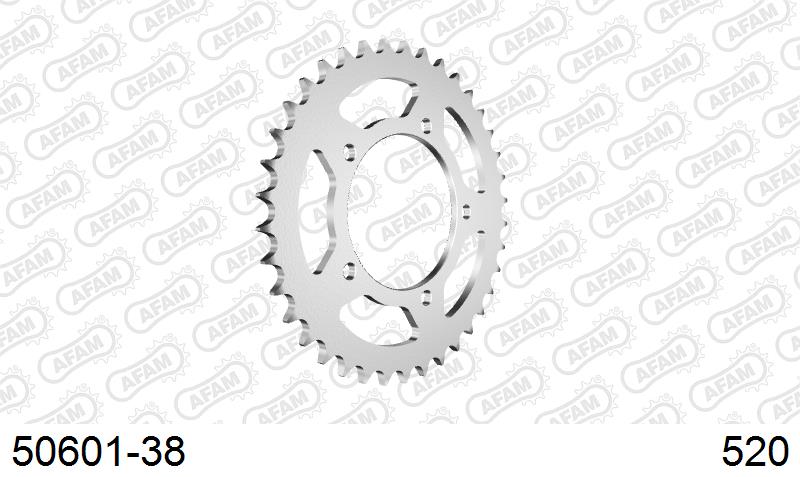AFAM Rear Sprocket, 520 (OE Pitch), Steel - 38T (orig size) (50601-38)