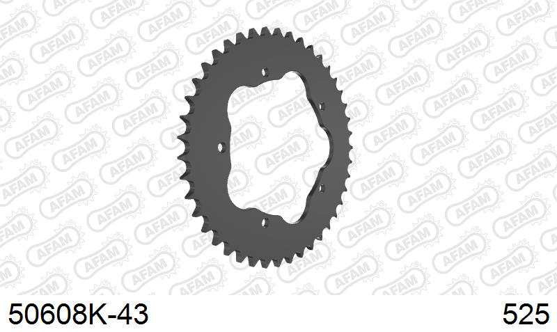 AFAM Rear Sprocket, 525 conversion, Steel PCD2 - 43T, 106 links reqd, fits PCD2