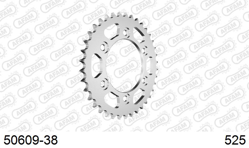 AFAM Rear Sprocket, 525 (OE Pitch), Steel - 38T, 100 links reqd