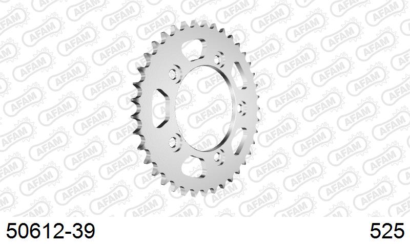 AFAM Rear Sprocket, 525 (OE Pitch), Steel - 39T (orig size) (50612-39)
