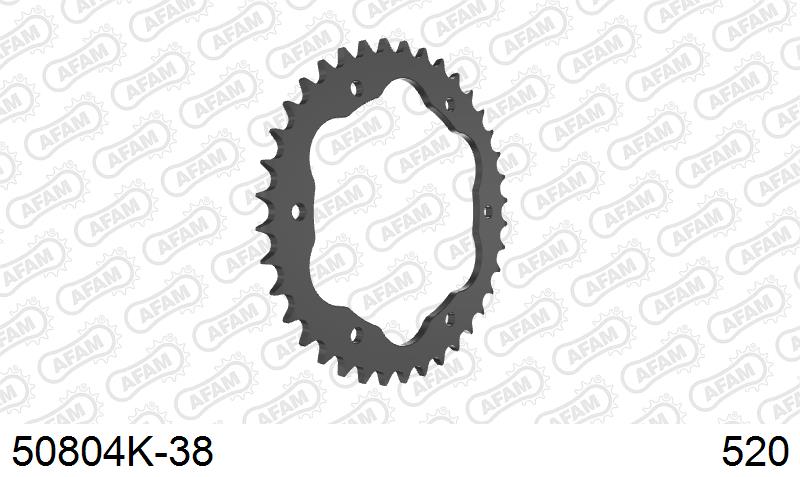 AFAM Rear Sprocket, 520 conversion, Steel PCD3 - 38T (orig size), fits PCD3