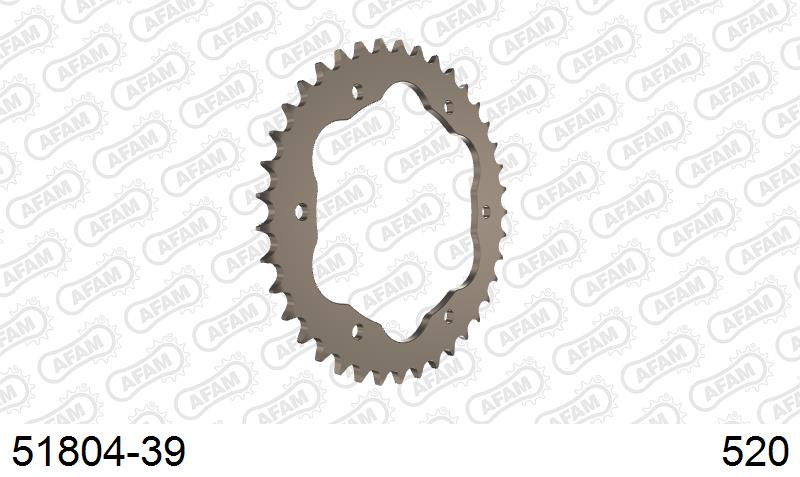 AFAM Rear Sprocket, 520 conversion, Alu PCD3 - 39T, 100 links reqd, fits PCD3