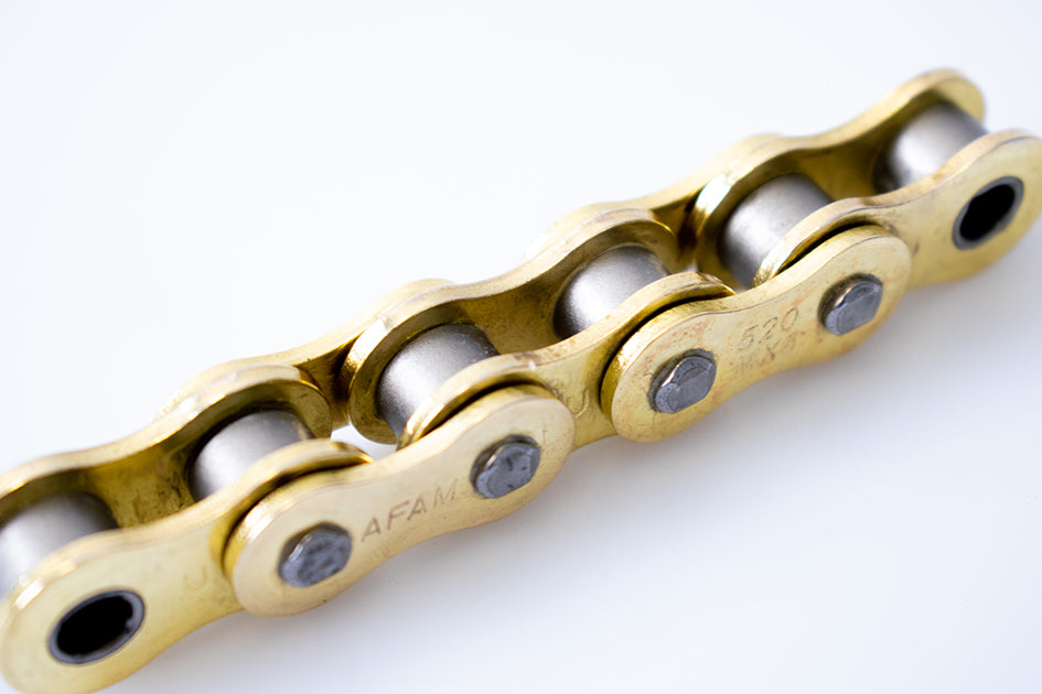 AFAM Premium MX Racing GP Gold chain, 520 pitch, 110 links (orig len) for sprockets 14/50-53 links