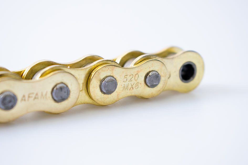 AFAM Premium MX Racing GP Gold chain, 520 pitch, 110 links (orig len) for sprockets 14/50-53 links