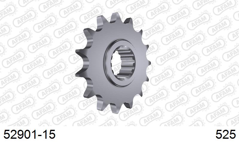 AFAM Front Sprocket, 525 conversion, Steel - 15T (orig size), fits PCD4
