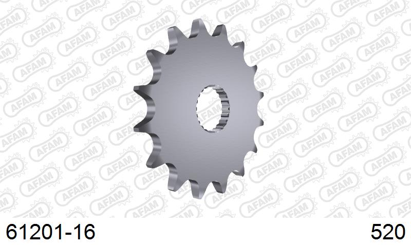 AFAM Front Sprocket, 520 (OE Pitch), Steel - 16T (orig size) (61201-16)
