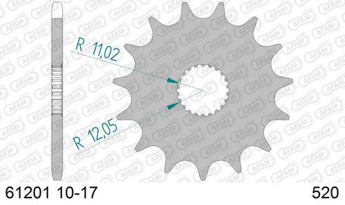 AFAM Front Sprocket, 520 (OE Pitch), Steel - 16T (orig size) (61201-16)