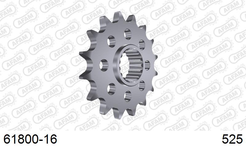 AFAM Front Sprocket, 525 (OE Pitch), Steel - 16T (orig size) (61800-16)