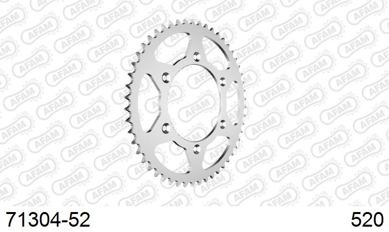 AFAM Rear Sprocket, 520 (OE Pitch), Steel - 52T, 116 links reqd (71304-52)