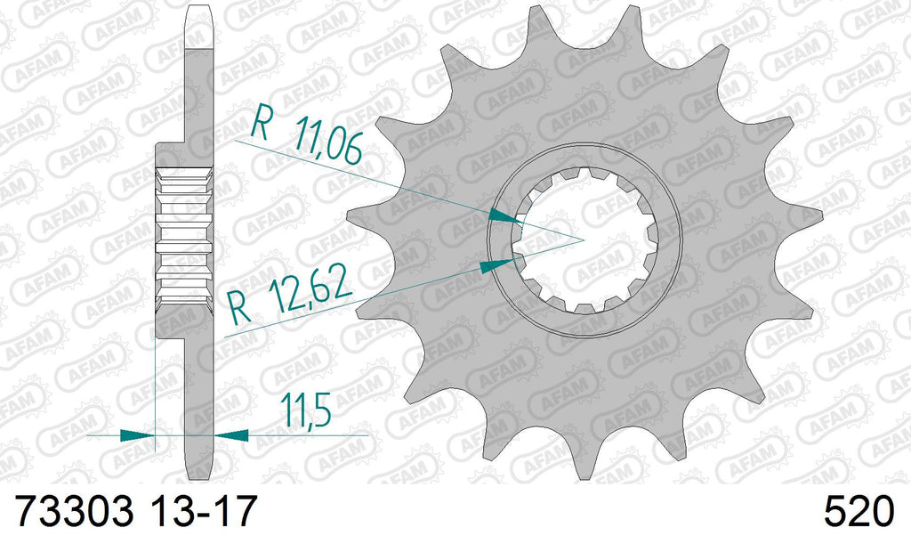 AFAM Front Sprocket, 520 (OE Pitch), Steel - 15T (orig size) (73303-15)