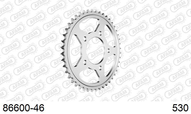 AFAM Rear Sprocket, 530 (OE Pitch), Steel - 46T, 112 links reqd (86600-46)