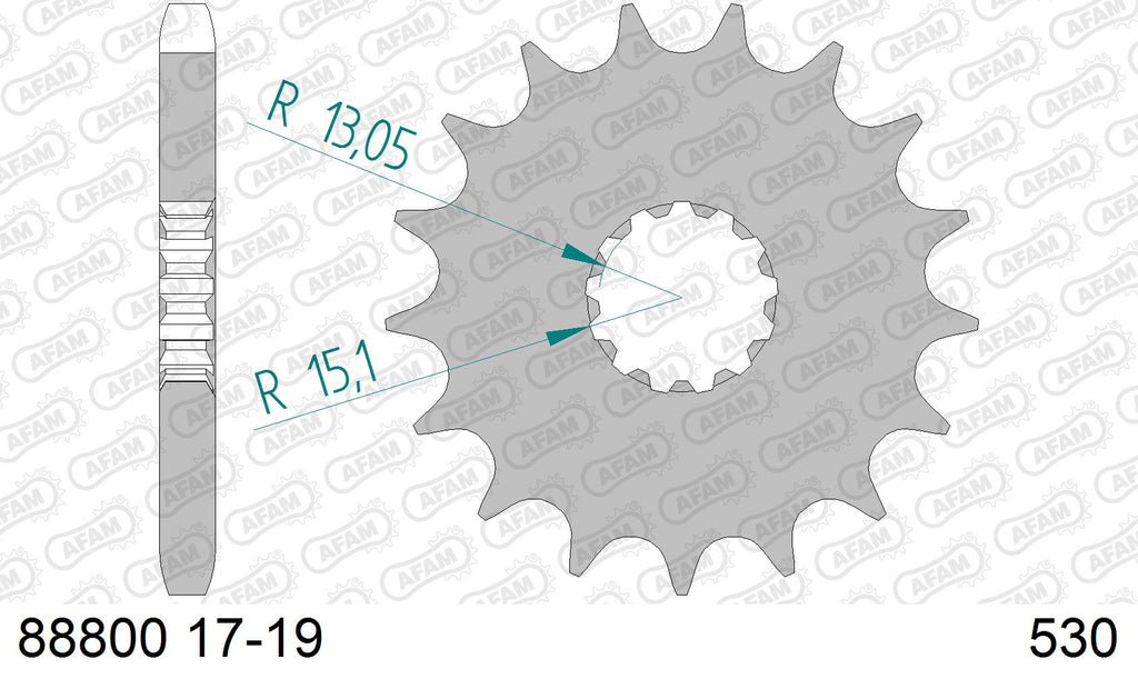 AFAM Front Sprocket, 530 (OE Pitch), Steel - 17T (orig size) (88800-17)