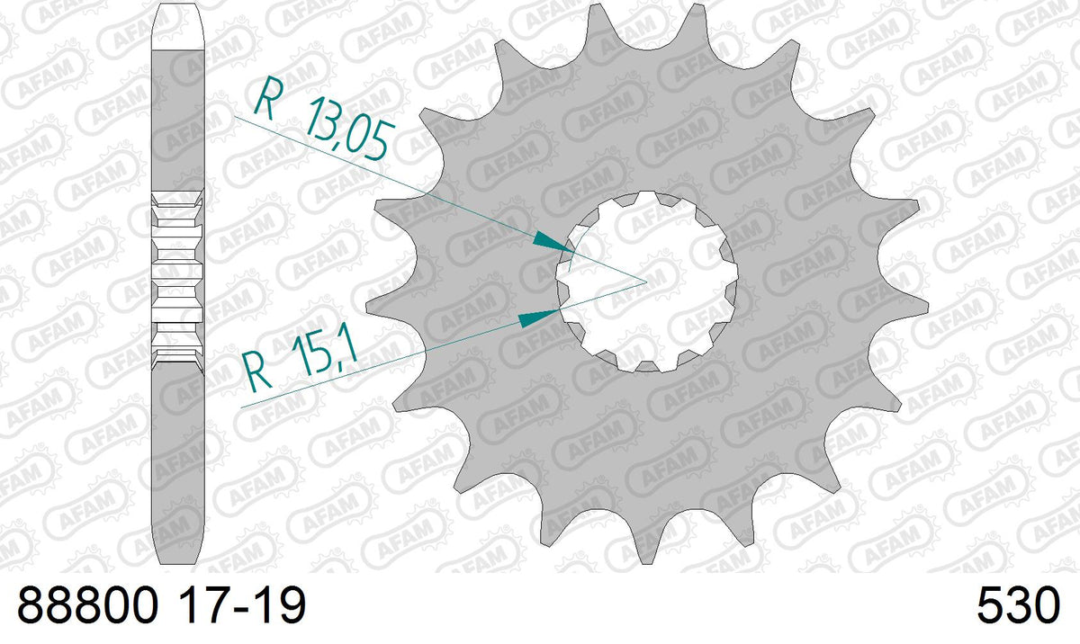 AFAM Front Sprocket, 530 (OE Pitch), Steel - 17T (orig size) (88800-17)