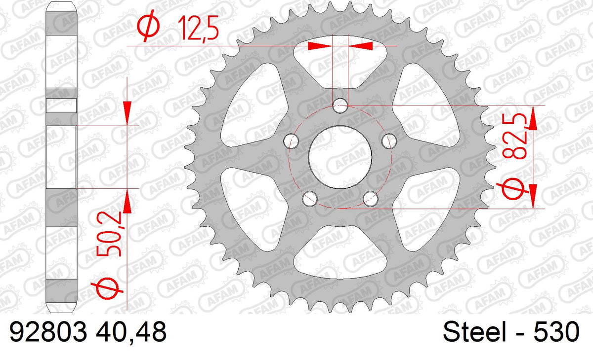 AFAM Rear Sprocket, 530 (OE Pitch), Steel - 48T (orig size) – Harley-Davidson XLH883 Sportster 1986–1992