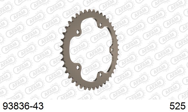 AFAM Rear Sprocket, 525 (OE Pitch), Alu - 43T, 116 links reqd