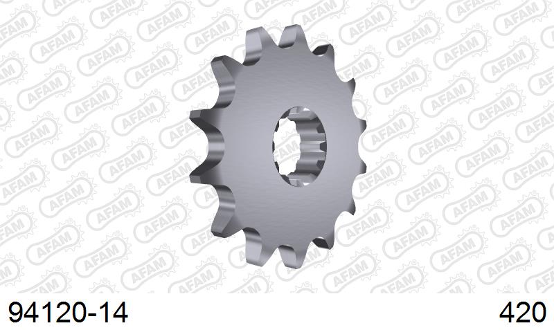 AFAM Front Sprocket, 420 (OE Pitch), Steel - 14T (orig size) (94120-14)