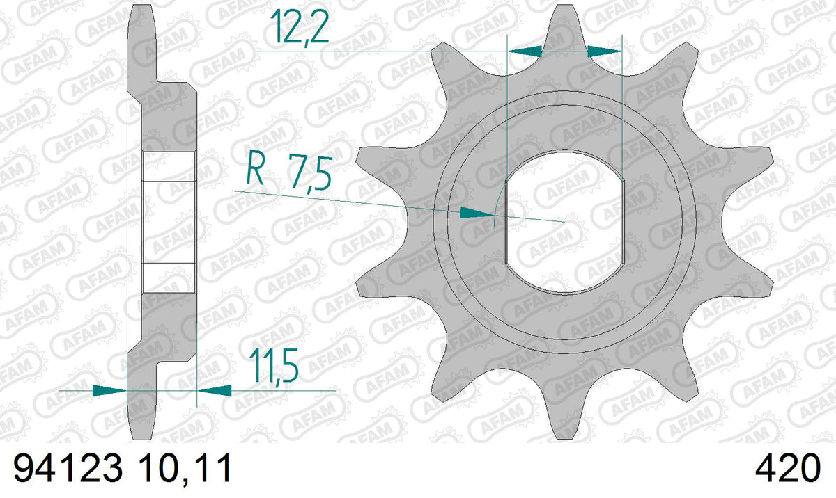 AFAM Front Sprocket, 420 conversion, Steel - 11T (orig size)