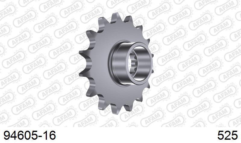 AFAM Front Sprocket, 525 (OE Pitch), Steel - 16T (orig size) (94605-16)