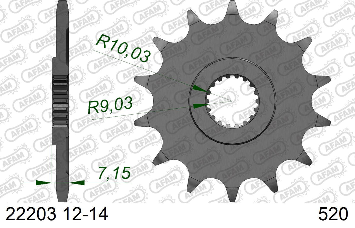 AFAM Standard Chain & Self CleaningAlu Sprocket Kit, 520 (OE Pitch) - Plain Steel 114 link Standard chain, 12T steel/50T Alu sprockets