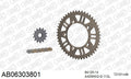 AFAM MX Racing Chain & Self CleaningAlu Sprocket Kit, 420 (OE Pitch) - Gold 112 link MX Racing chain, 14T steel/48T Alu sprockets (AB06303801)