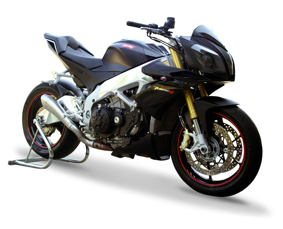 HP Corse Hydroform Satin Stainless Steel Slip-On Kit (Road Legal) – Aprilia Tuono V4 (1000cc) 2011–2014 / Aprilia Tuono V4 APRC (1000cc) 2011–2014