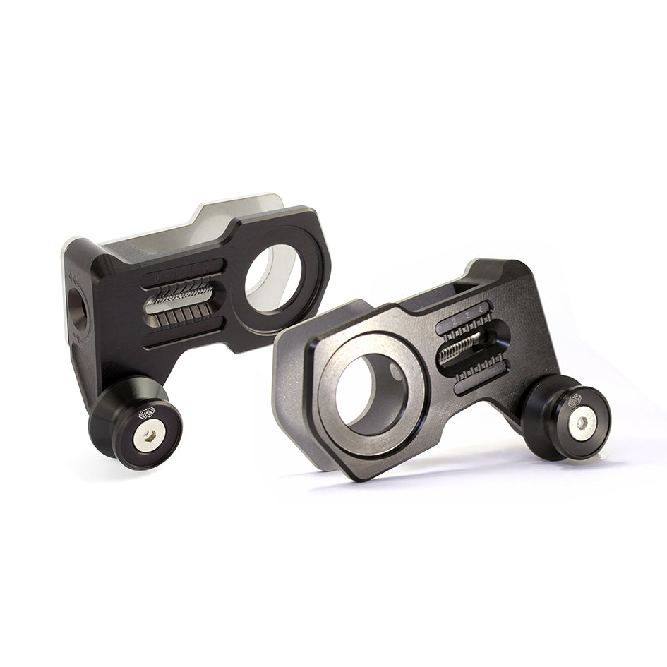 Gilles AXB Chain Adjusters - Matt Black - (Includes Paddock Stand Adaptors)