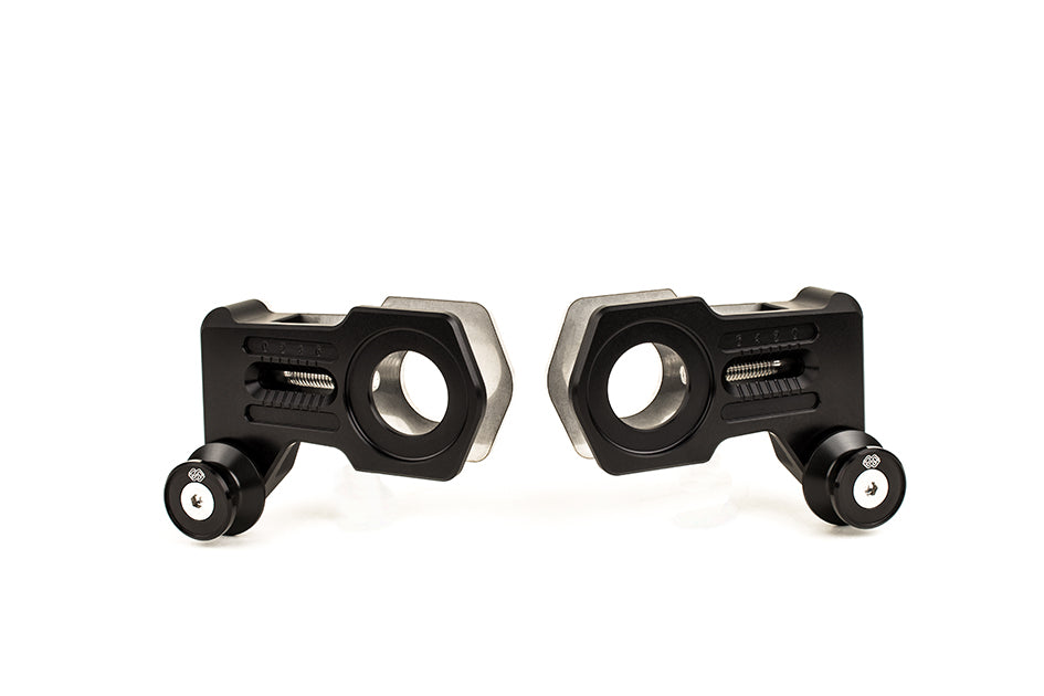 Gilles AXB Chain Adjusters - Matt Black - (Includes Paddock Stand Adaptors)
