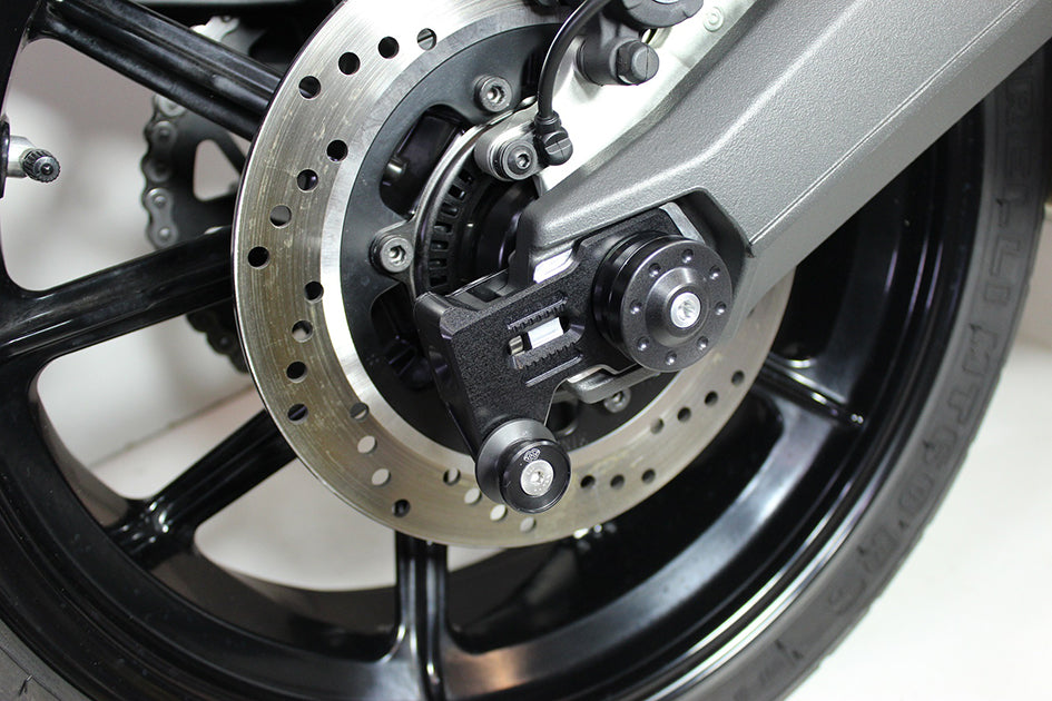 Gilles AXB Chain Adjusters - Matt Black - (Includes Paddock Stand Adaptors)