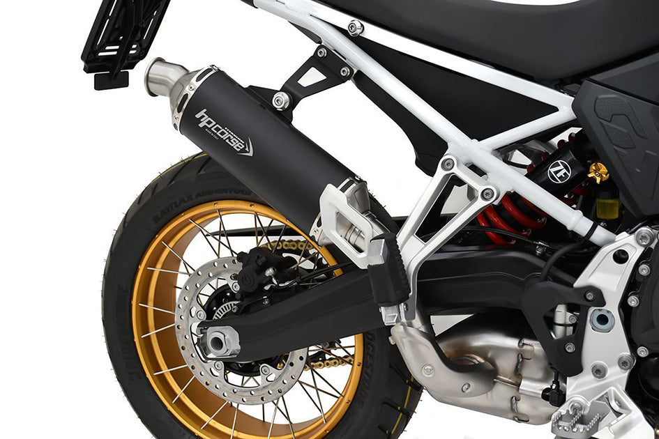 HP Corse SP-1 Evo Short Black Coated Titanium Slip-On Kit (Road Legal) – BMW F900GS 2024–2026 / BMW F900GS Adventure 2024–2026