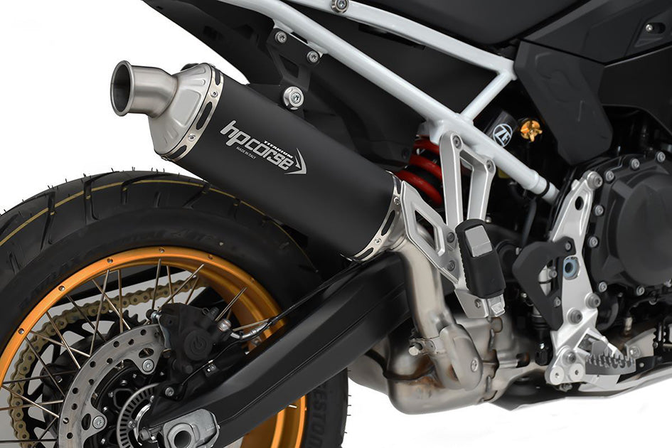 HP Corse SP-1 Evo Short Black Coated Titanium Slip-On Kit (Road Legal) – BMW F900GS 2024–2026 / BMW F900GS Adventure 2024–2026