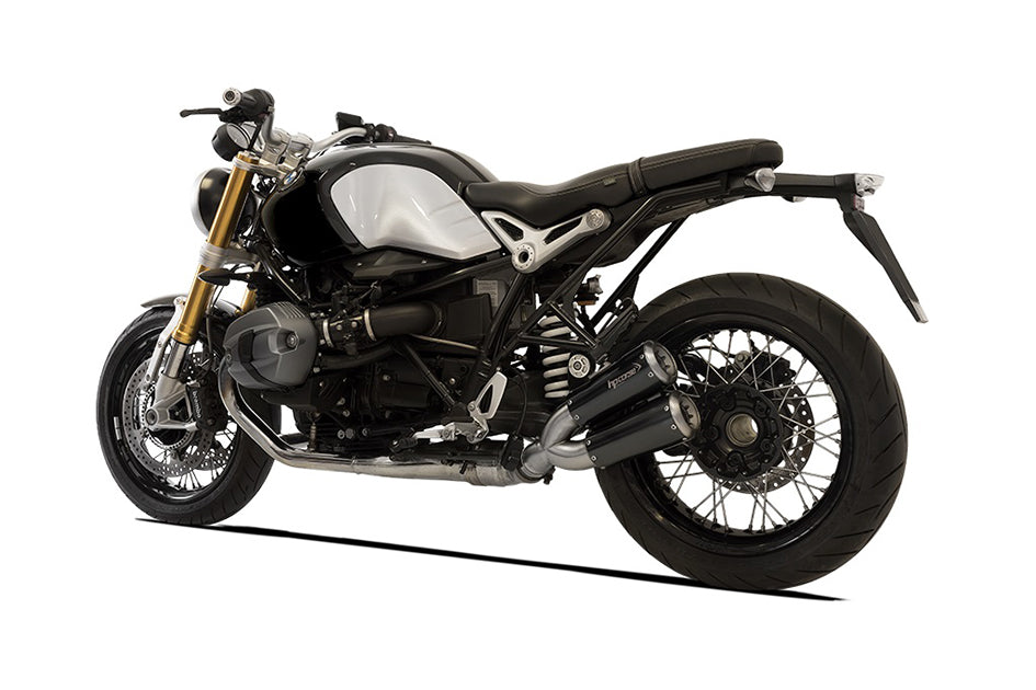 HP Corse GP-07 Dual Black Coated Stainless Steel Slip-On Kit (Road Legal) – BMW RNineT (1200cc) 2014–2016