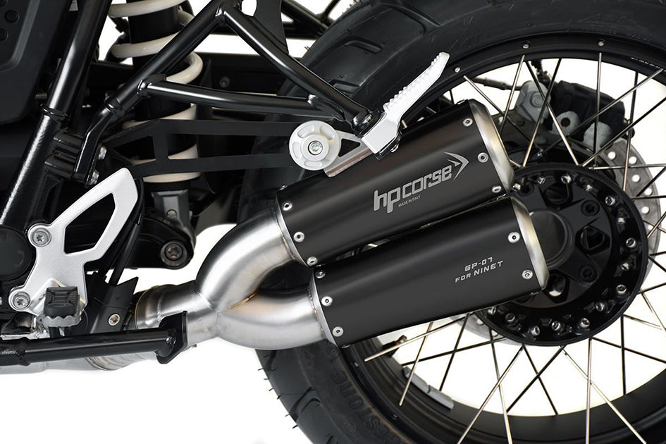 HP Corse GP-07 Dual Black Coated Stainless Steel Slip-On Kit (Road Legal) – BMW RNineT (1200cc) 2021–2023