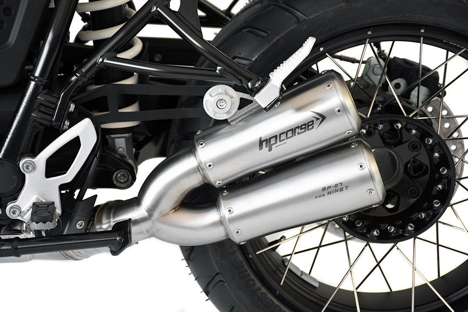 HP Corse GP-07 Dual Satin Stainless Steel Slip-On Kit (Road Legal) – BMW RNineT (1200cc) 2021–2023