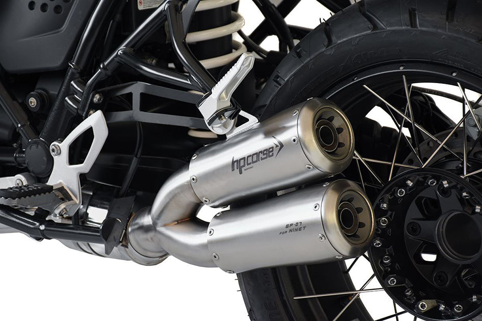 HP Corse GP-07 Dual Satin Stainless Steel Slip-On Kit (Road Legal) – BMW RNineT (1200cc) 2021–2023
